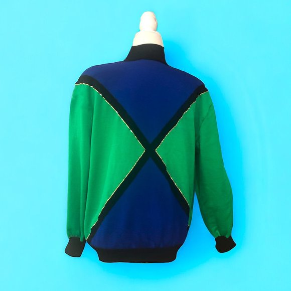 St John Sportswear by Marie Gray Vintage Colorblock Luxury Knit Sweater Sz XL /L - Picture 3 of 8